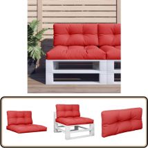 Coussins de palette lot de 2 rouge tissu - Coussins De Patio - Coussins Exterieurs - Coussins Décoratifs - Coussins Rouges - Coussins Résistants à