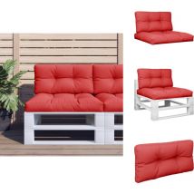 Coussins de palette lot de 2 rouge tissu - Coussins De Patio - Coussins Exterieurs - Coussins Décoratifs - Coussins Rouges - Coussins Résistants À