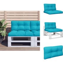 Coussins de palette lot de 2 turquoise tissu - Coussins Exterieurs - Coussins Patio - Coussins Jardin - Coussins Confortable - Coussins Design