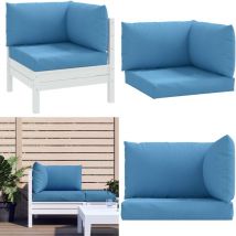 Coussins de palette lot de 3 bleu mélangé tissu - Coussins Exterieurs - Coussins De Terrasse - Coussins De Jardin - Coussins Bleus - Coussins