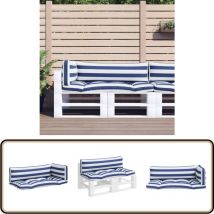 Coussins de palette lot de 3 rayures bleues/blanches - Coussin Exterieur - Coussin Patio - Coussin Jardin - Coussin Confortable - Coussin Bleu