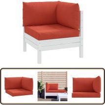 Coussins de palette lot de 3 rouge mélangé tissu - Coussins De Terrasse - Coussins Exterieurs - Coussins Décoratifs - Coussins Rouges - Coussins