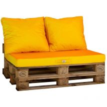 Deco Arts - Lot matelas pour palette déhoussable avec assise de 120x80x10cm et dossier Jaune