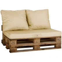 Deco Arts - Lot matelas pour palette déhoussable avec assise de 120x80x10cm et dossier Beige Clair