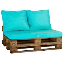 Deco Arts - Lot matelas pour palette déhoussable avec assise de 120x80x10cm et dossier Bleu Caraibes