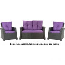 Coussins pour canapé, coussins pour banc, coussins pour mobilier de jardin extérieur, coussins de balançoire, coussins rotin, Violet