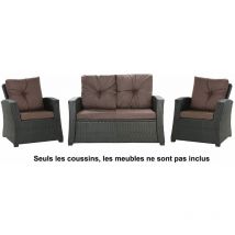 Coussins pour canapé, coussins pour banc, coussins pour mobilier de jardin extérieur, coussins de balançoire, coussins rotin, Marron