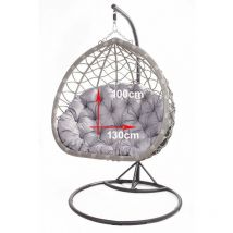 Coussins pour fauteuil berçant de jardin 130 x 100cm Coussin Fauteuil Suspendu Coussin fauteuil suspendu hamac Gris