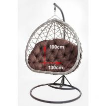 Setgarden - Coussins pour fauteuil berçant de jardin 130 x 100cm Coussin Fauteuil Suspendu Coussin fauteuil suspendu hamac Marron