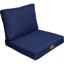 Deco Arts - Coussins pour fauteuil effet lin déhoussable 60x60cm bleu indigo