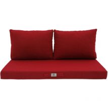 Deco Arts - Coussins pour salon de jardin déhoussable 100x50 cm Rouge bordeaux