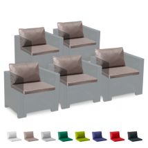 Ensemble de 5 coussins de rechange imperméables pour salon de jardin en rotin Bica Grand Soleil - Marron