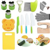 Couteau en bois pour enfants 13 pièces pour la cuisine, couteaux sans danger pour les enfants coupant les légumes et les fruits Crea
