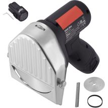 Mophorn - Couteau Shawarma électrique batterie sans fil 80 w, coupe-gyroscope turc professionnel, acier inoxydable, 2 lames, Φ4'/100 mm, réglable de