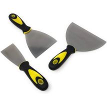 Couteaux à Mastic - Jeu de Spatules en Acier Inoxydable - Couteau à Enduire - Spatule de Plâtrier - Ensemble de 3 Pièces - 3 Mesures