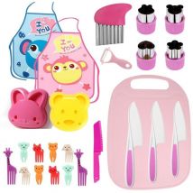 Coocheer - Couteaux de Cuisine pour Enfant, 25 Pièces Couteaux de Sécurité pour Enfants, Plastique Couteaux Couteau en Bois de Sécurité, Sets de