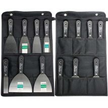 Candyse Couteaux à Enduire Jeu de Spatules en Acier Ensemble de Couteaux à Mastic Lot de 7 pièces Avec Sac De Rangement Grattoir Mural Poignée En