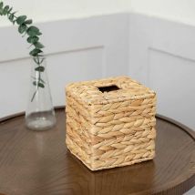 Couvercle de boîte à mouchoirs en osier, support de boîte à mouchoirs en jonc de mer avec couvercle, boîte à mouchoirs carrée tissée à la main