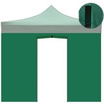 Evergreen - Couverture latérale verte imperméable 3x2m avec porte enroulable pour tonnelle pliable 3x3m