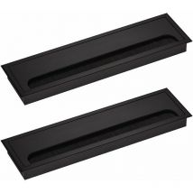 Couvercle Passe Câbles Fil Rectangulaire 80x 280mm pour Encastrer sur Table de Bureau Organisateur de Cables pour Meuble Aluminium Noir Anodisé