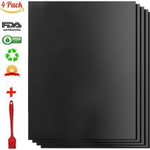 Couvercle pour barbecue et plancha-Tapis de gril pour barbecue et four, lot de 4 tapis de barbecue antiadhésif réutilisable et nettoyable, idéal pour