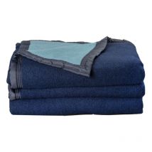 Couverture 100% Pure Laine Vierge Double face 'Volta' 500 gr/m² Toison D'or Volta Marine Myosotis - 240 x 260 cm