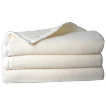 Couverture 100% Pure Laine Vierge Double face "Volta" 500 gr/m² Toison d'Or - Volta Naturel Blanchi - 180 x 240 cm