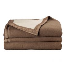 Couverture 100% Pure Laine Vierge Double face 'Volta' 500 gr/m² Toison D'or Volta Chamois Blanchi - 240 x 260 cm