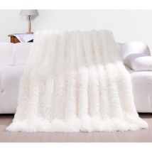 Couverture 130x160cm, Plaid Polaire Super Chaude, Plaid Fausse Fourrure Haute Qualité, Plaid Canape