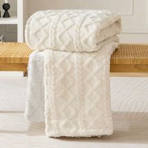 Couverture 150x200cm Plaid Polaire Sherpa en Laine Pelucheuse et Douce à Poils pour Aider à Mieux Dormir pour Lit Bebe Beige