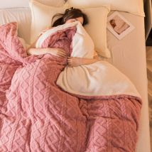 Couverture 150x200cm Plaid Polaire Sherpa en Laine Pelucheuse et Douce à Poils Chauffant pour Aider à Mieux Dormir pour Lit Bebe pâte de haricots