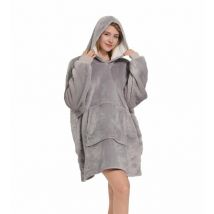 Couverture á capuche Pull Plaid Oversize Unisexe gris clair