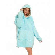 Couverture á capuche Pull Plaid Oversize Unisexe bleu ciel