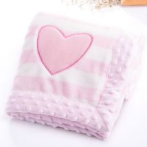 Couverture bébé double couche en flanelle douce pour l'hiver à rayures chaudes Couverture en peluche pour bébé Couverture confortable pour poussette