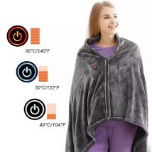 S-giant - Couverture Chauffante Électrique, usb Plaid Chauffant Électrique, Couverture Chauffante de Flanelle, 3 Niveaux de Chauffage, Lavable Châle