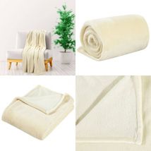 Couverture crème 130x170 cm polyester - Couverture Chaude - Couverture Douce - Couverture Polaire - Couverture Crème - Couverture Polyester - Home &