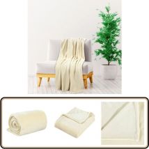 Couverture crème 150x200 cm polyester - Couverture Chaude - Couverture Douce - Couverture Polaire - Couverture Crème - Couverture Polyester
