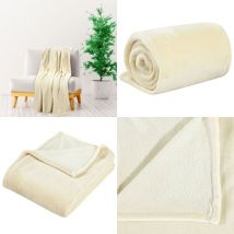 Couverture crème 150x200 cm polyester - Couverture Chaude - Couverture Douce - Couverture Polaire - Couverture Crème - Couverture Polyester - Home &