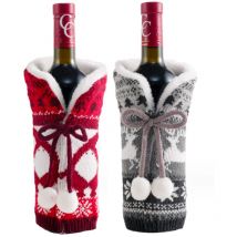 Yzmrbdqc - Couverture de bouteille de vin de pull de Noël, pull de bouteille de vin 2 pièces
