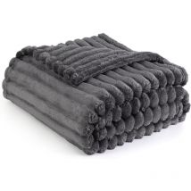 Couverture de flanelle en peluche de lapin (gris clair en peluche de lapin) (200 230 couverture double)