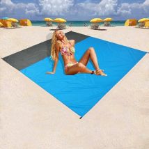 Couverture de pique-nique, couverture de plage 210x200cm Imperméable et résistante au sable Couverture de camping portable 4 coins de fixation Tapis