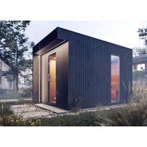 Sauna extérieur FinnTherm Siena Noir Imprégné, 72 mm Épaisseur de paroi 200 x 396 cm