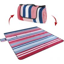 Walser - Couverture de voyage avec dos en aluminium à rayures rouges/bleues 200x200cm