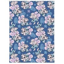Plaid Polaire en flanelle Disney Lilo et Stitch - Stitch - Bleu, Rose et Violet - 150x110 cm