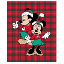 Plaid Polaire Disney Mickey et Minnie - Noël - Rouge et Vert 160x130cm