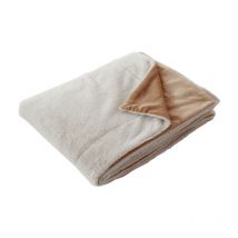 Couverture effet fourrure flanelle 180x220cm - 180x220cm - Beige