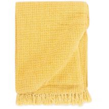 Couverture en coton 160 x 210 cm Jaune moutarde