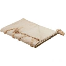 Plaid en Coton Motif Goémétrique Cousu avec Glands 130 x 180 cm Beige Morbi