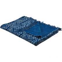 Couvre-Lit en Coton Bleu Marine à Motif Géométrique de Style Rustique Boho Très Doux Shivpuri