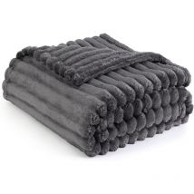 Couverture en flanelle (fourrure de lapin gris foncé) (couverture simple 150200)